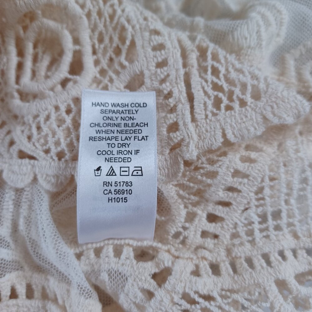 Maurices Womens Sheer Crochet Lace Mesh Tunic Top Cream Natural Size S - Picture 7 of 10